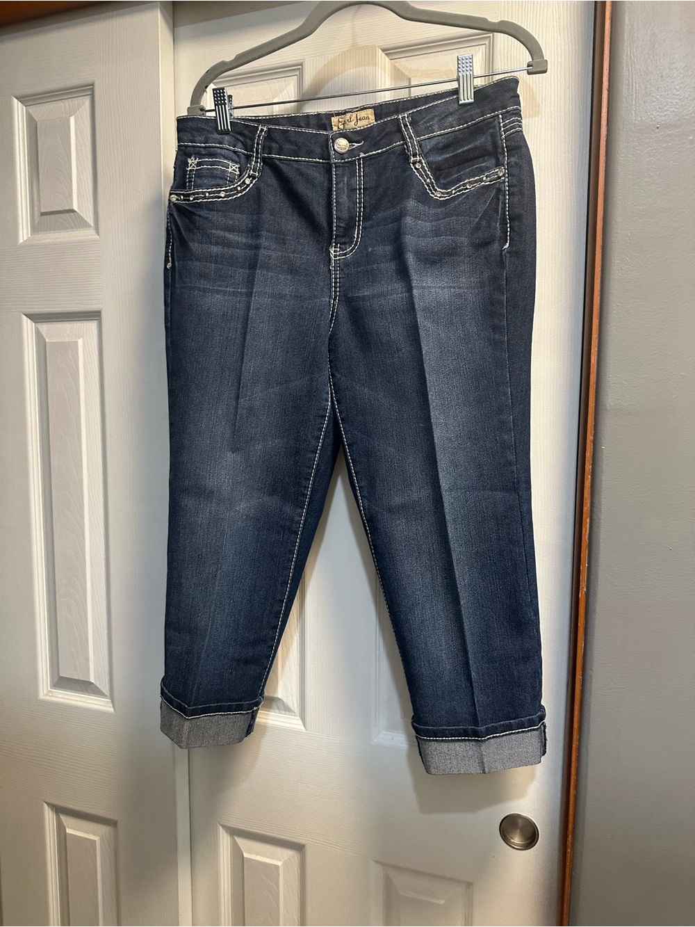 Earl Jeans Dark Blue Cropped Jeans with Rolled Hem